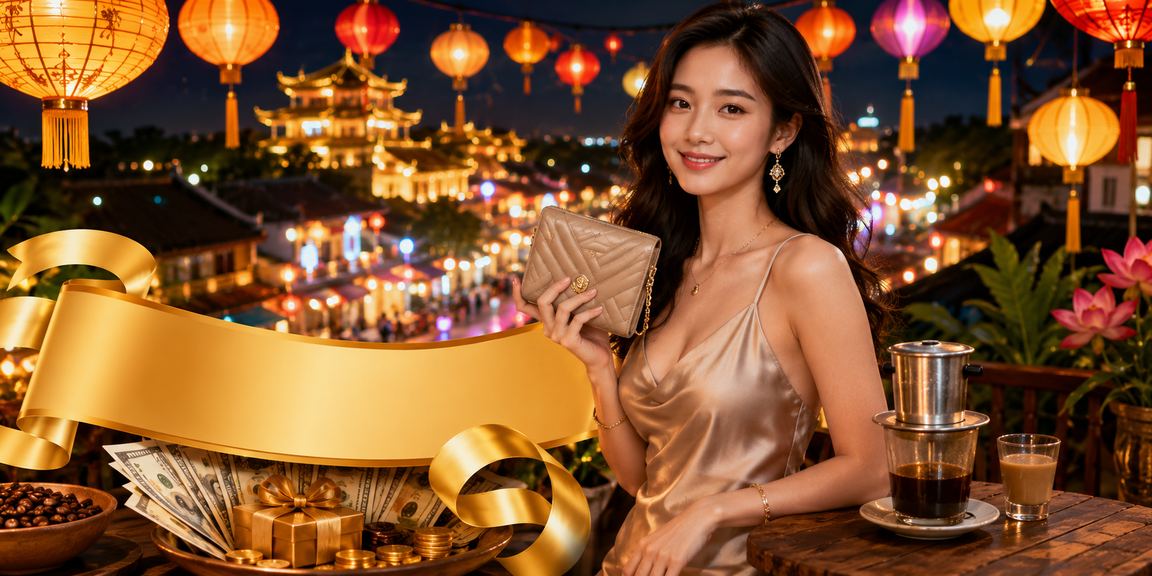 Cà phê sáng tại Huế với điện thoại xem trang cashback bonus, trải nghiệm khuyến mãi hàng ngày